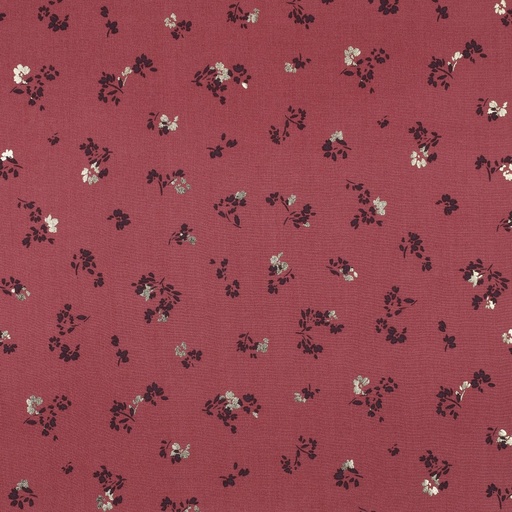 [6125007] Viscose | Foil Small Flowers | mauve