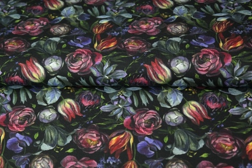 [18960-11] Jersey, roses PIÈCE RESTANTE 90cm