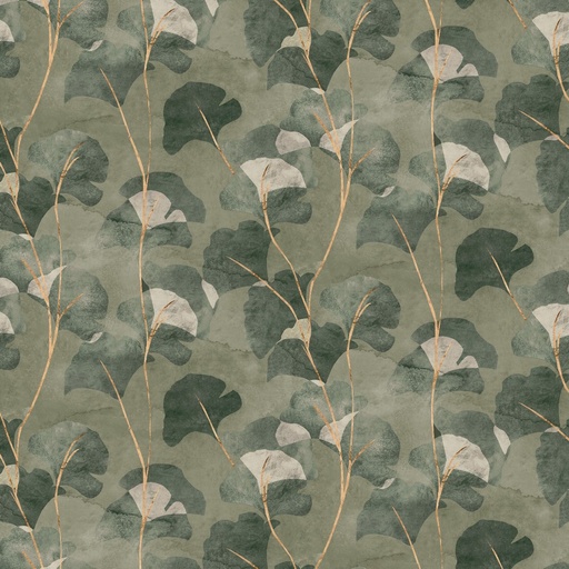 [9285013] Canvas cotton | Gingko leaves by Verhees | green