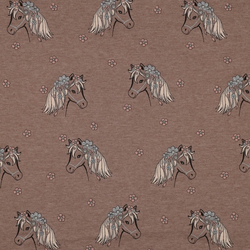 [6301016] Jersey | Glitter horses | Melange taupe