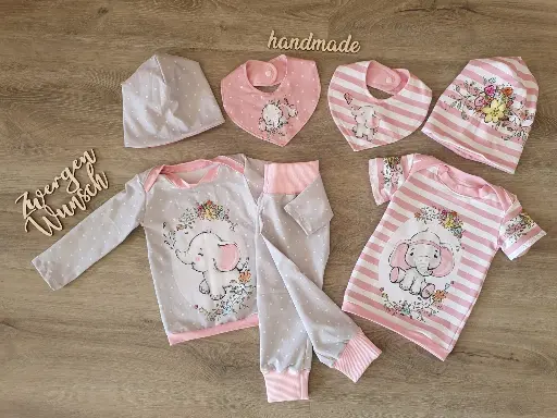 [CS ele rosa 62] Cut&Sew Set Baby Elefant ROSA 62