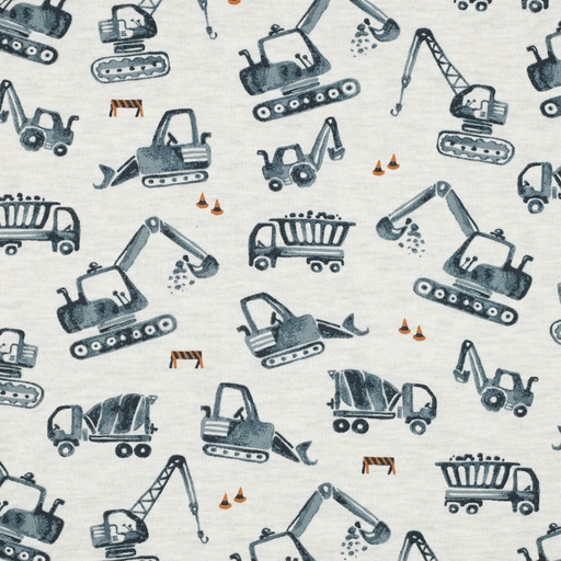 [6234001] Sweat Melange | Construction vehicles | gray, blue