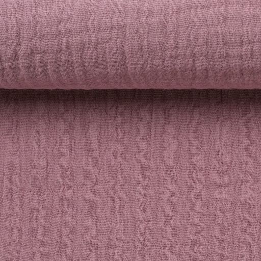 [Tuch-Regen-altrosa] Couverture de confort brodée en mousseline - unie | Nom et arc-en-ciel vieux rose