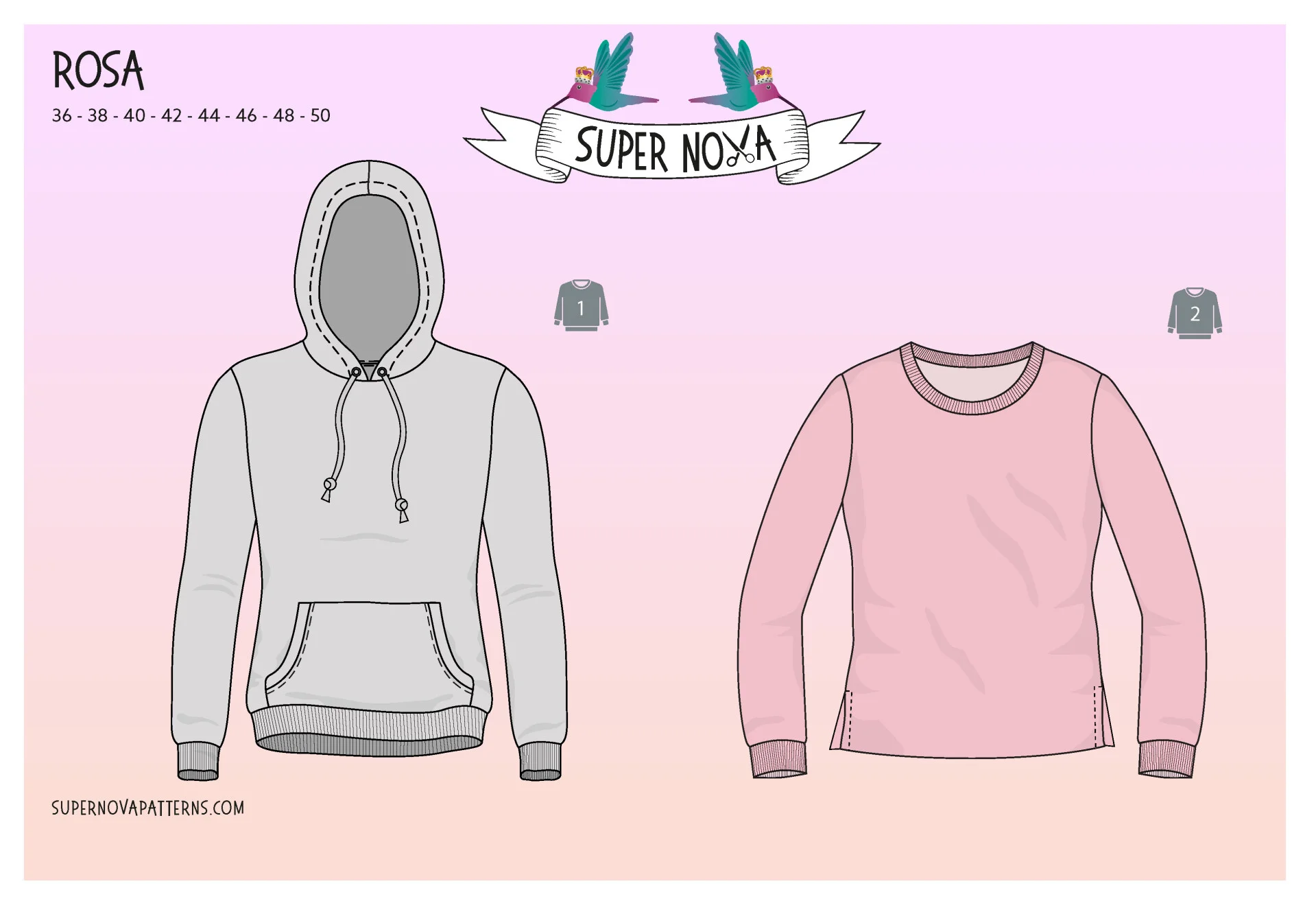 [super-rosa] paper pattern | Pink (Women) by Supernova | Gr. 36-48