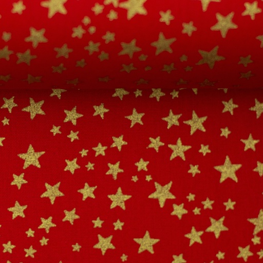 [081873-100638] Cotton woven fabric, Christmas | Neuss by Swafing | red with gold stars