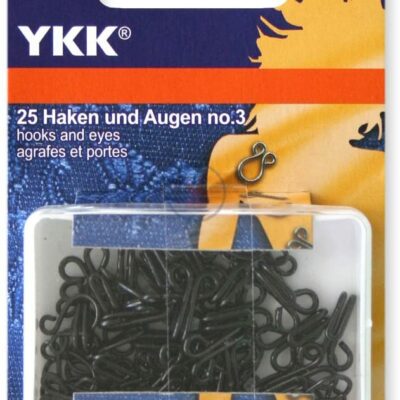 YKK 86128 Federhaken & Augen 12,0 mm/Nr. 3 schwarz, 25 Stück