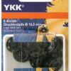 YKK 86079 Annäh-Druckknöpfe Messing 16,0 mm schwarz, 8 Stück